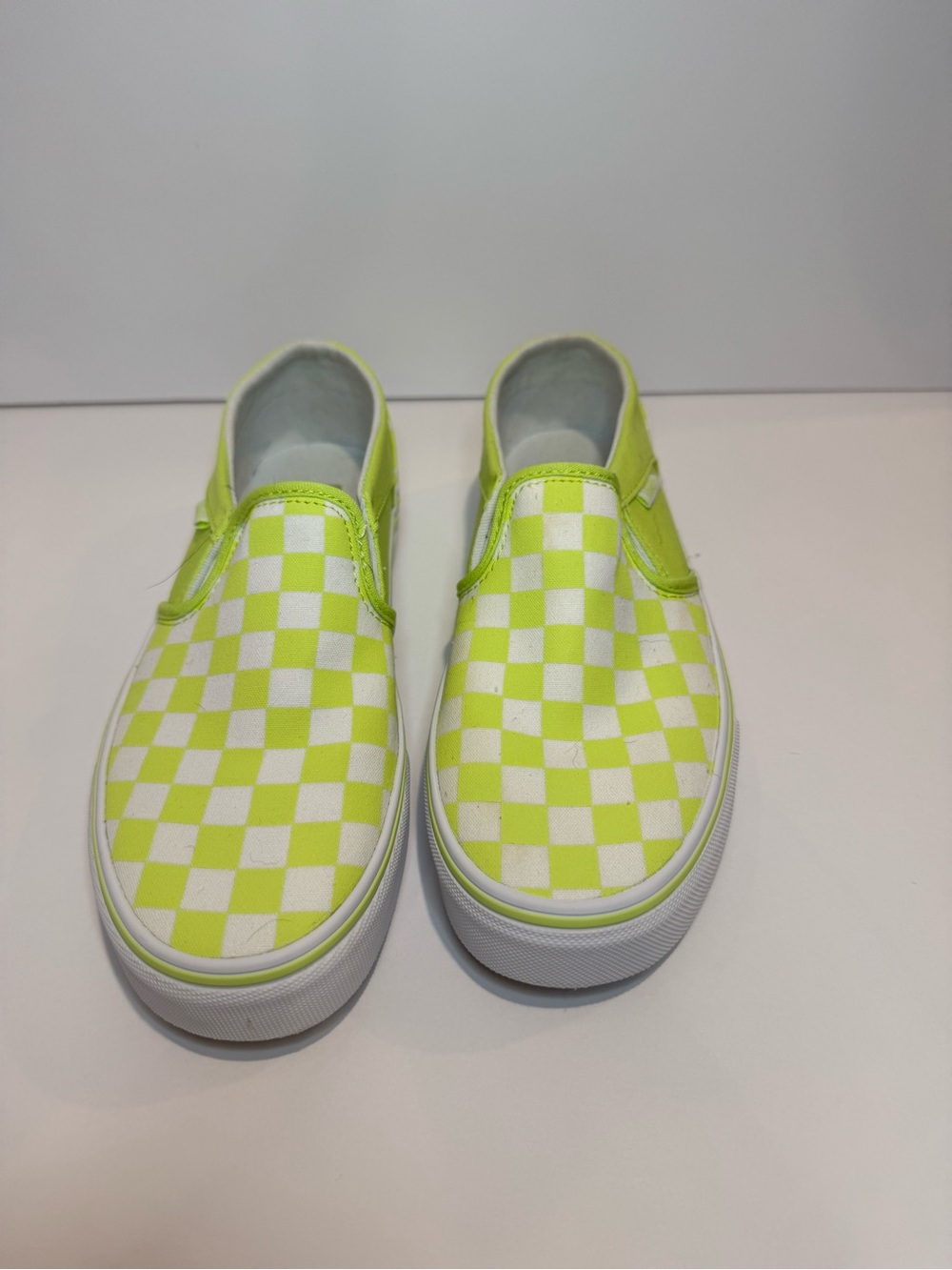 Vans Classic Slip-On Neon Green Checkered Shoes 6.5 - Picture 8 of 11